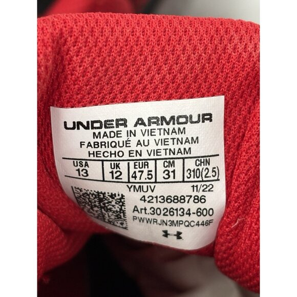 Under Armour Hovr Intake 6 Sneaker Men 13 Red Running Shoes 3026134-600 - Picture 10 of 16